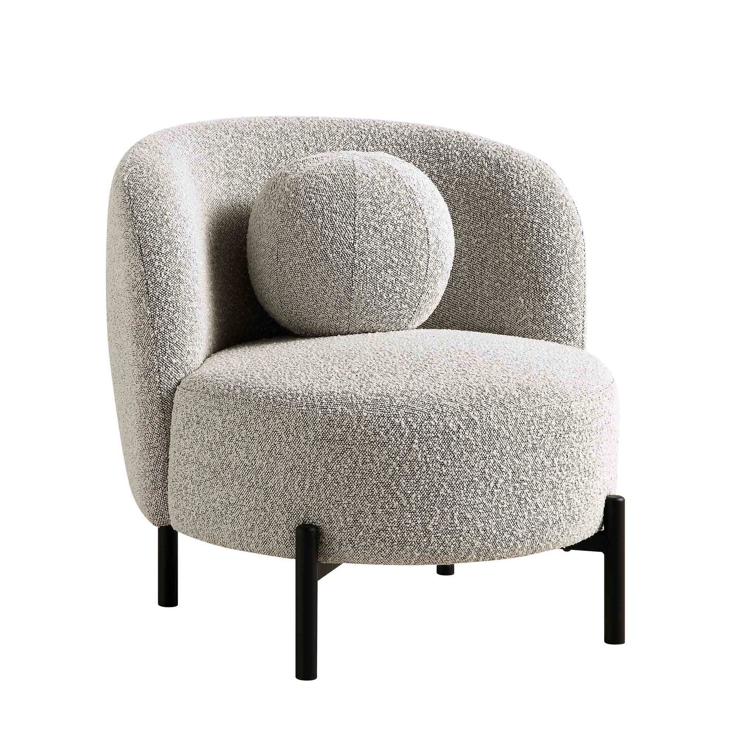 Fauteuil Amboise avec coussin boule, boucle gris brume