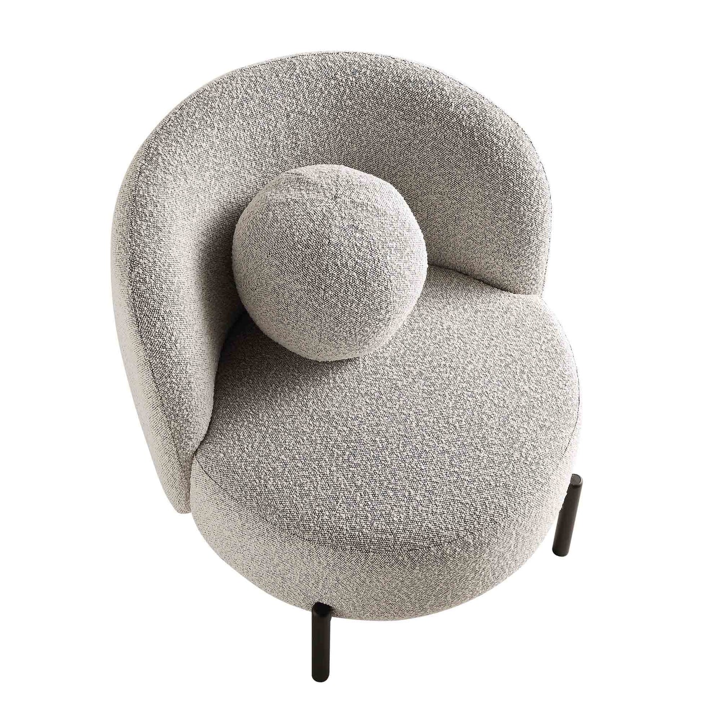 Fauteuil Amboise avec coussin boule, boucle gris brume