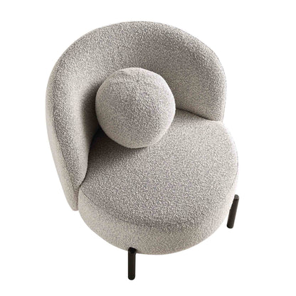 Fauteuil Amboise avec coussin boule, boucle gris brume