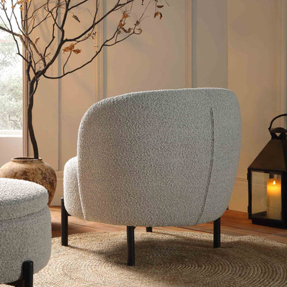 Fauteuil Amboise avec coussin boule, boucle gris brume