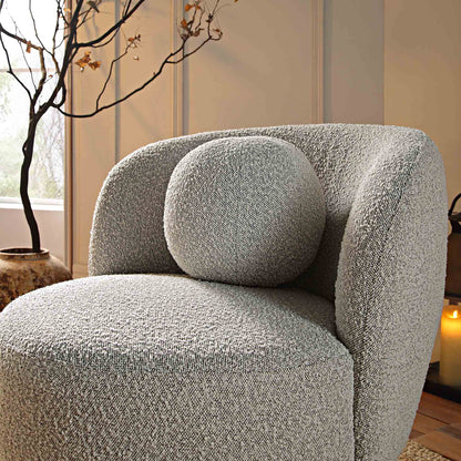Fauteuil Amboise avec coussin boule, boucle gris brume
