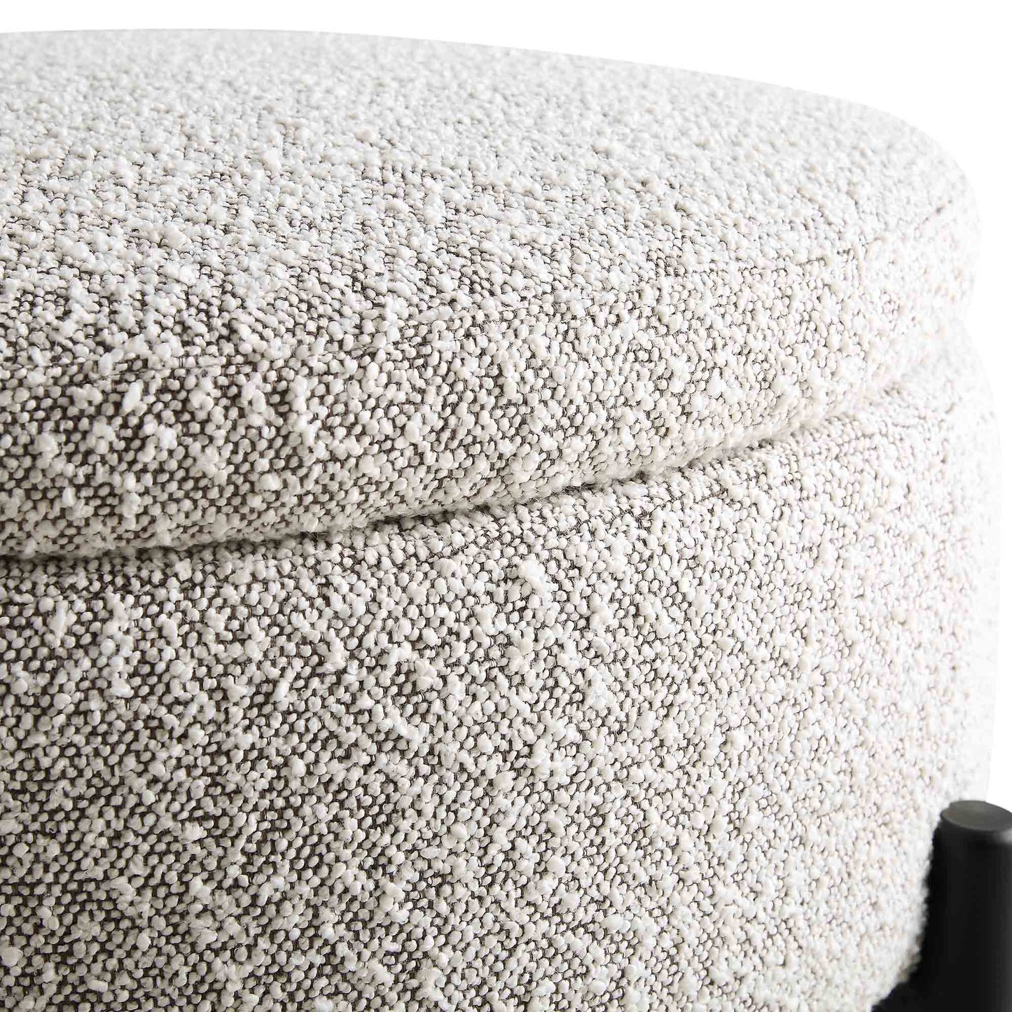 Pouf de rangement rond Amboise, boucle gris brume