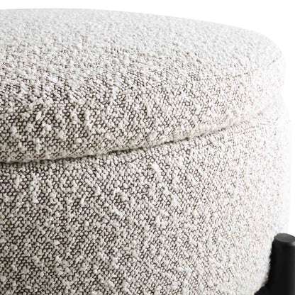 Pouf de rangement rond Amboise, boucle gris brume