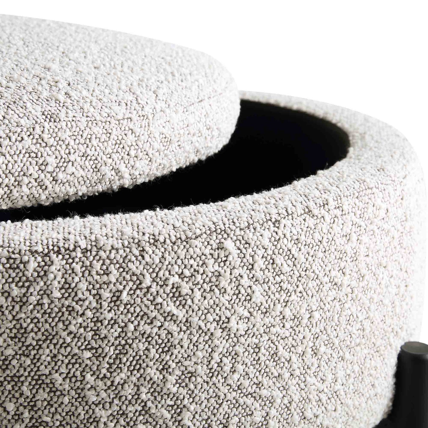 Pouf de rangement rond Amboise, boucle gris brume