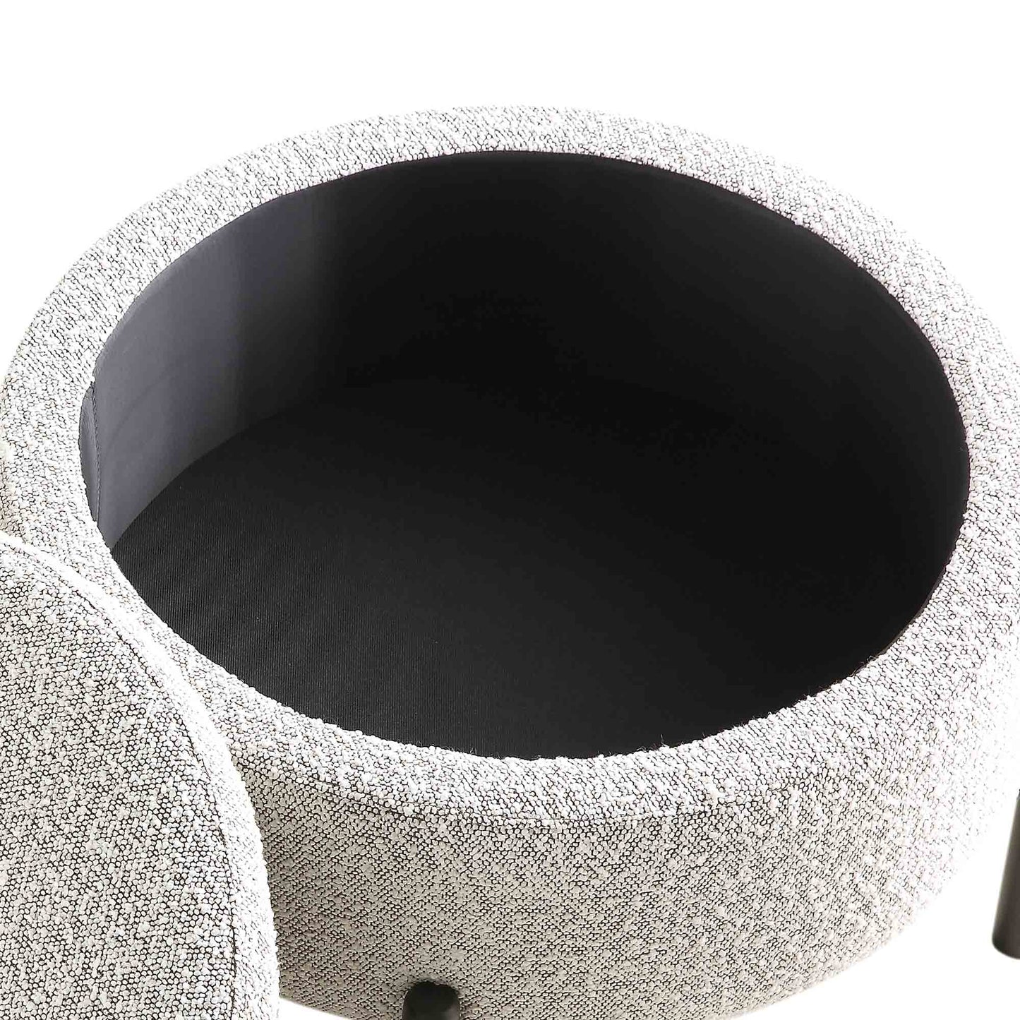 Pouf de rangement rond Amboise, boucle gris brume