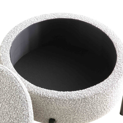 Pouf de rangement rond Amboise, boucle gris brume