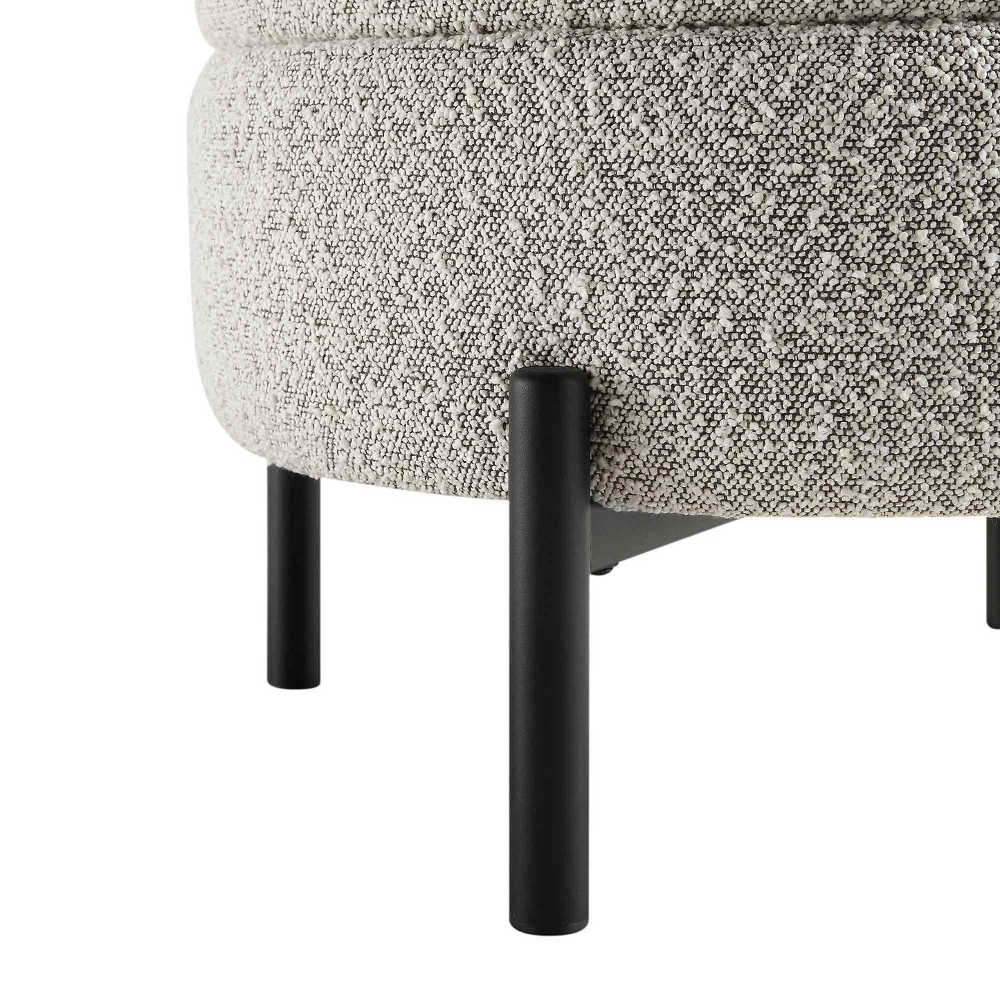 Pouf de rangement rond Amboise, boucle gris brume