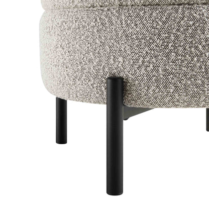 Pouf de rangement rond Amboise, boucle gris brume