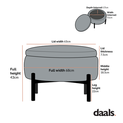 Pouf de rangement rond Amboise, boucle écru
