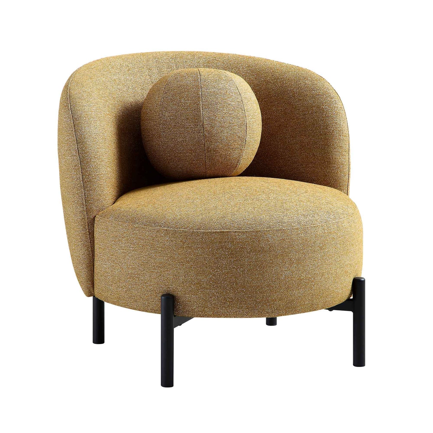 Fauteuil Amboise avec coussin boule, tissu texturé souci