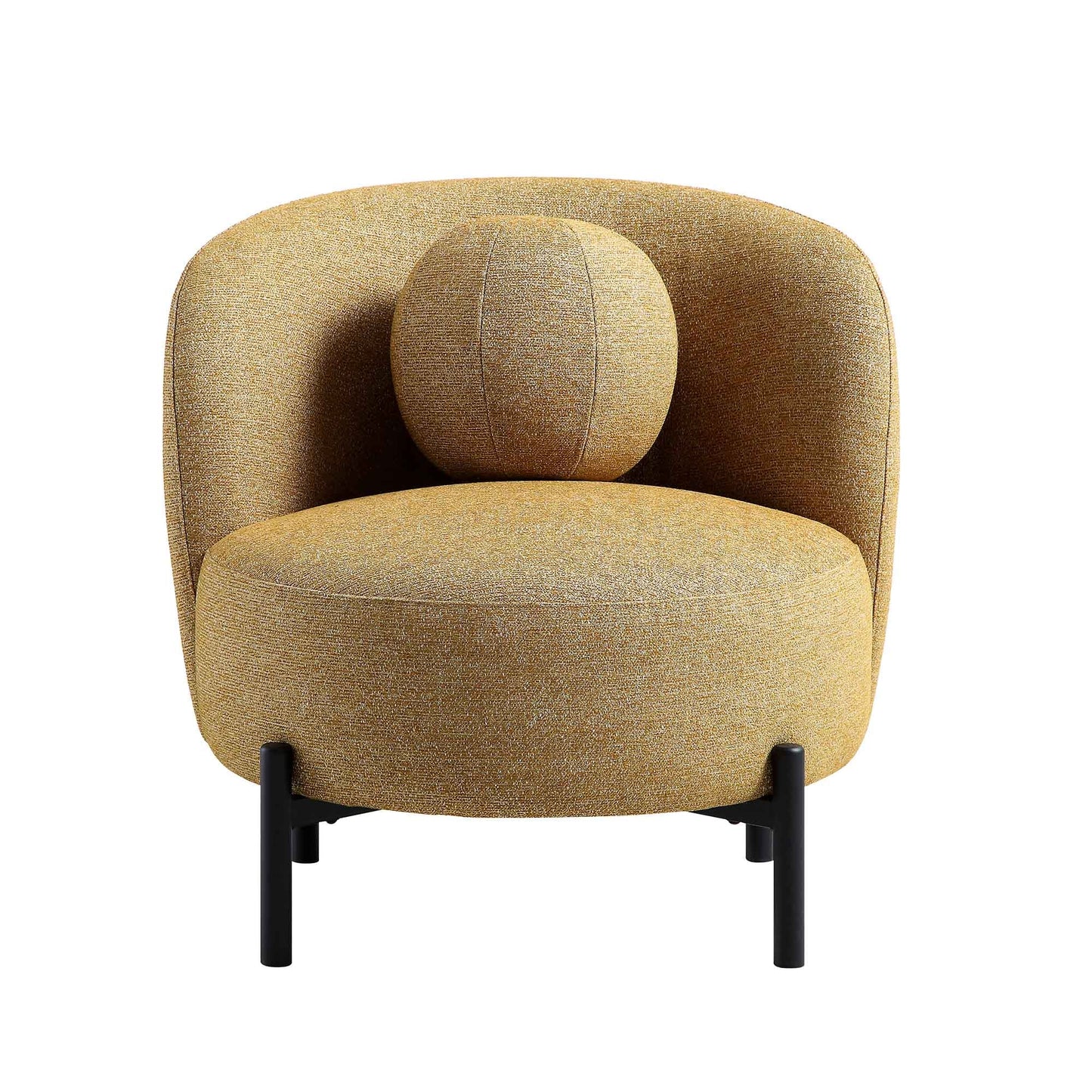 Fauteuil Amboise avec coussin boule, tissu texturé souci