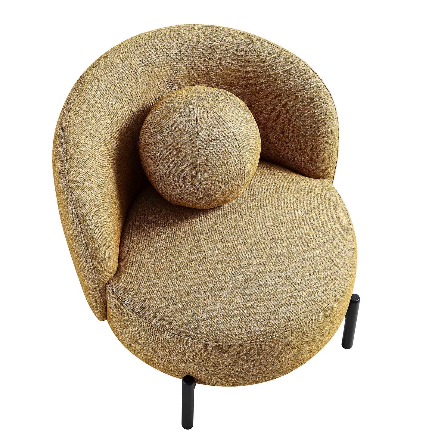 Fauteuil Amboise avec coussin boule, tissu texturé souci
