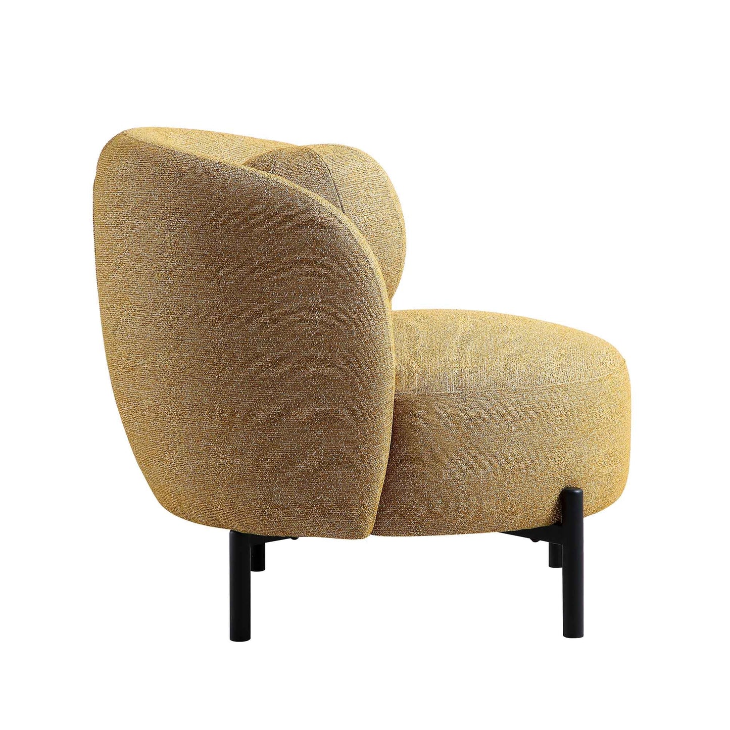Fauteuil Amboise avec coussin boule, tissu texturé souci