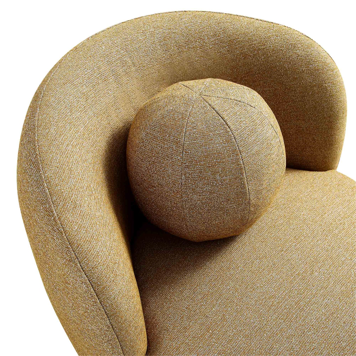 Fauteuil Amboise avec coussin boule, tissu texturé souci