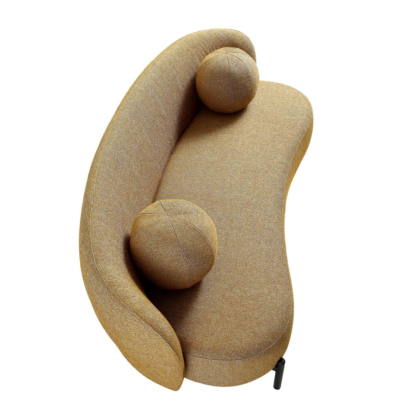 Canapé Amboise 3 places incurvé avec coussins boules, tissu texturé Marigold