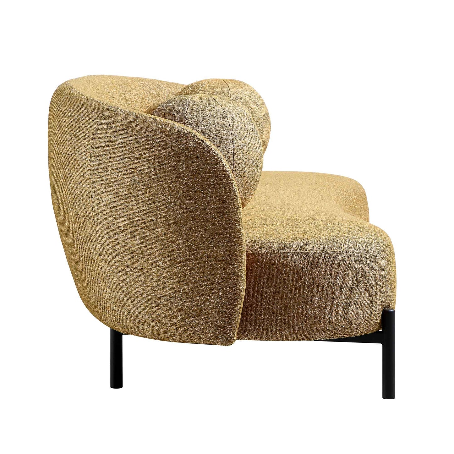 Canapé Amboise 3 places incurvé avec coussins boules, tissu texturé Marigold