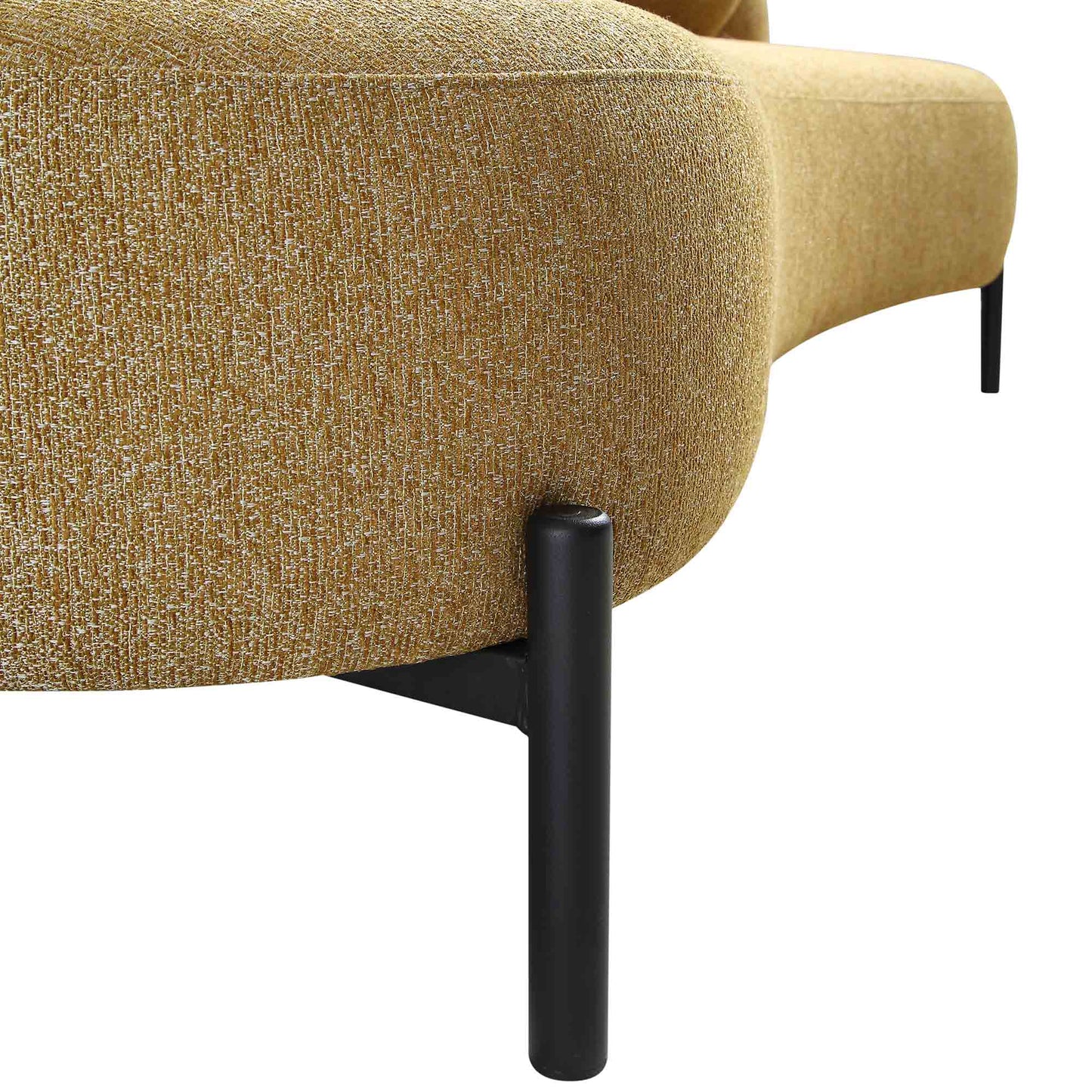 Canapé Amboise 3 places incurvé avec coussins boules, tissu texturé Marigold