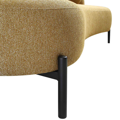 Canapé Amboise 3 places incurvé avec coussins boules, tissu texturé Marigold