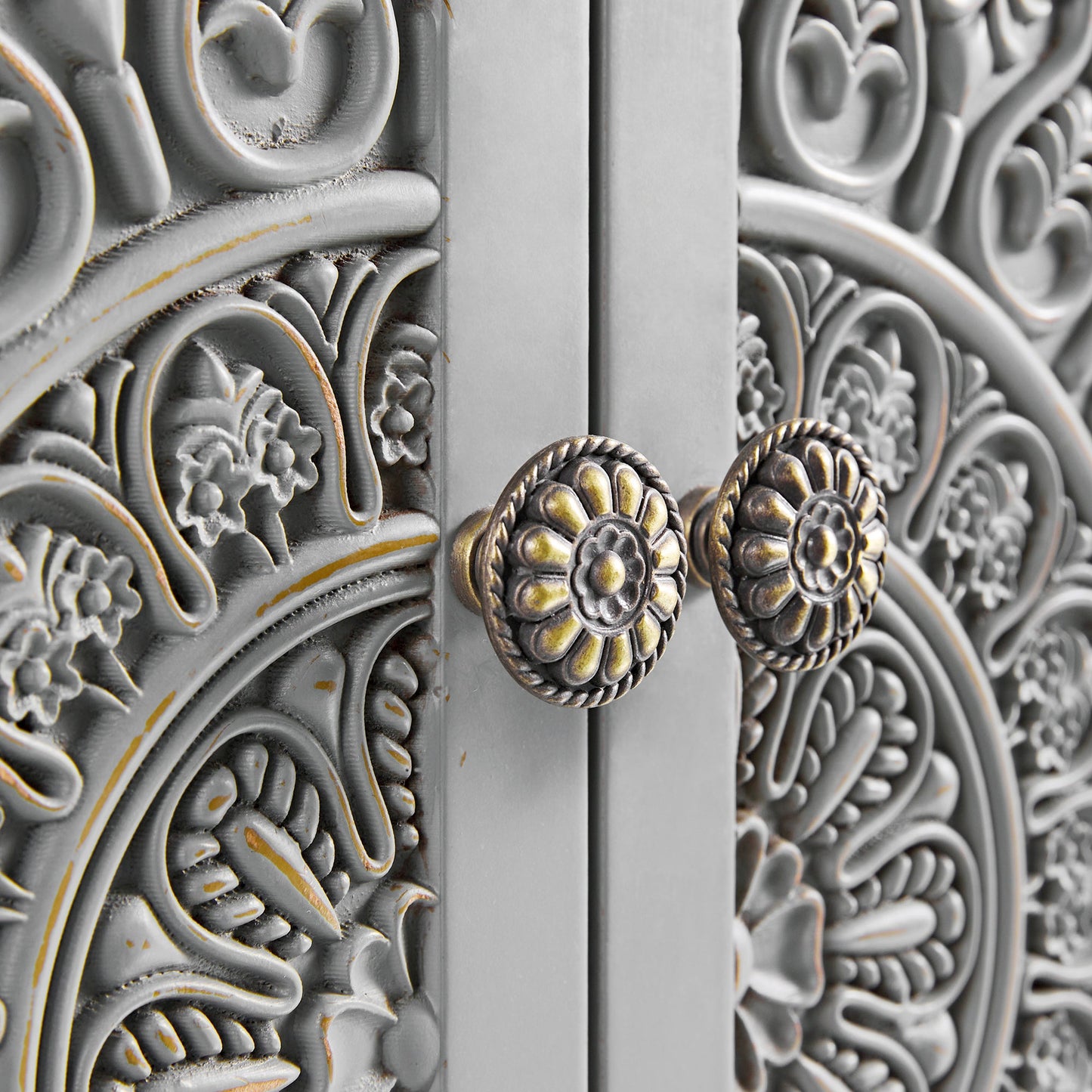 Meuble sous-lavabo de salle de bain sculpté Chantilly gris moyen