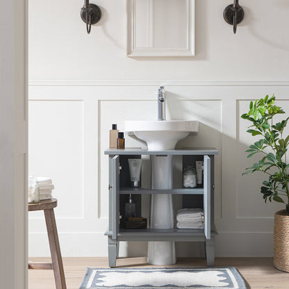 Meuble sous-lavabo de salle de bain sculpté Chantilly gris moyen