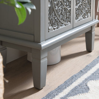 Meuble sous-lavabo de salle de bain sculpté Chantilly gris moyen