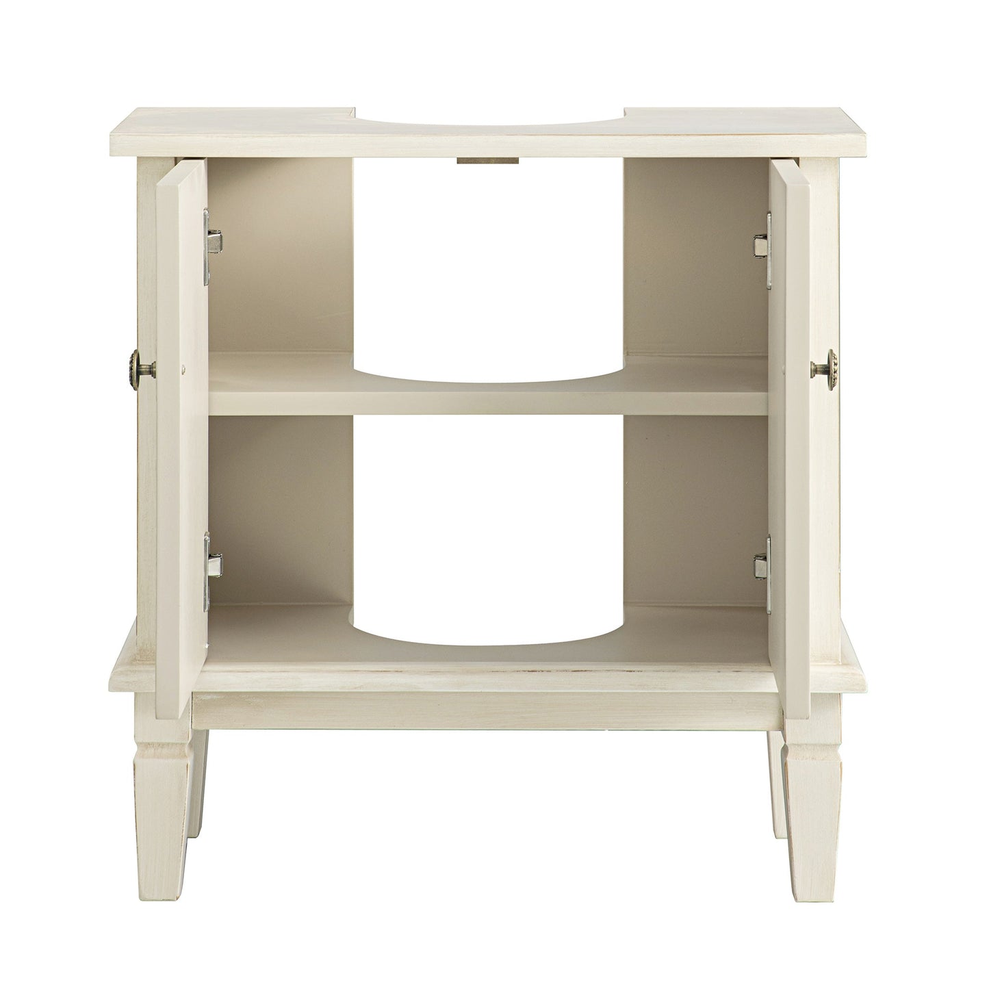 Meuble sous-évier de salle de bain sculpté blanchi à la chaux Chantilly