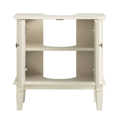 Meuble sous-évier de salle de bain sculpté blanchi à la chaux Chantilly