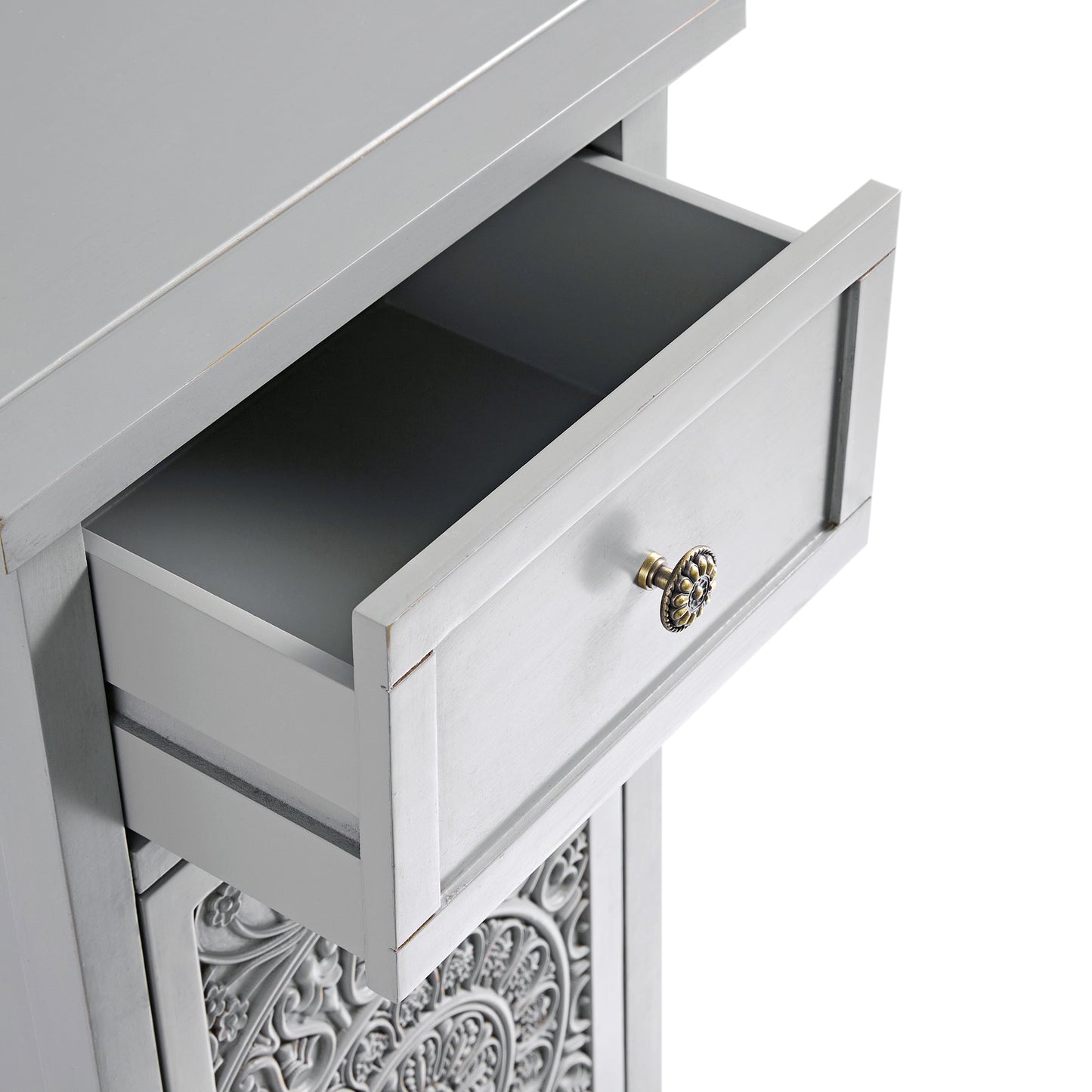 Armoire de salle de bain sculptée Chantilly gris moyen