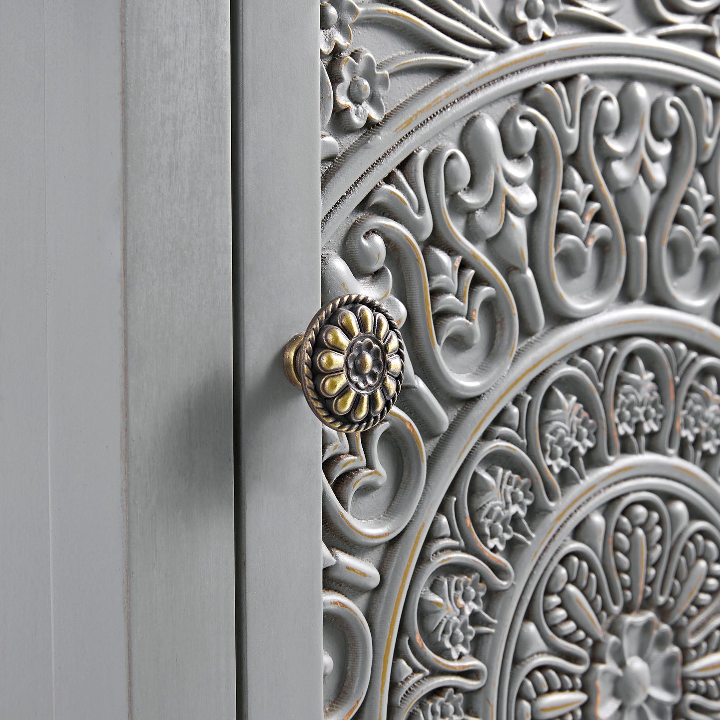 Armoire de salle de bain sculptée Chantilly gris moyen