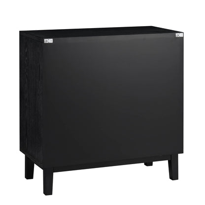 Buffet Bianca Chip sculpté à 1 porte et 3 tiroirs, bronze antique et noir