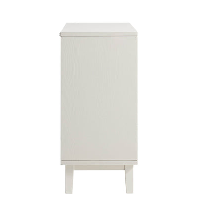 Buffet Bianca Chip sculpté 1 porte 3 tiroirs, beige sable et ivoire