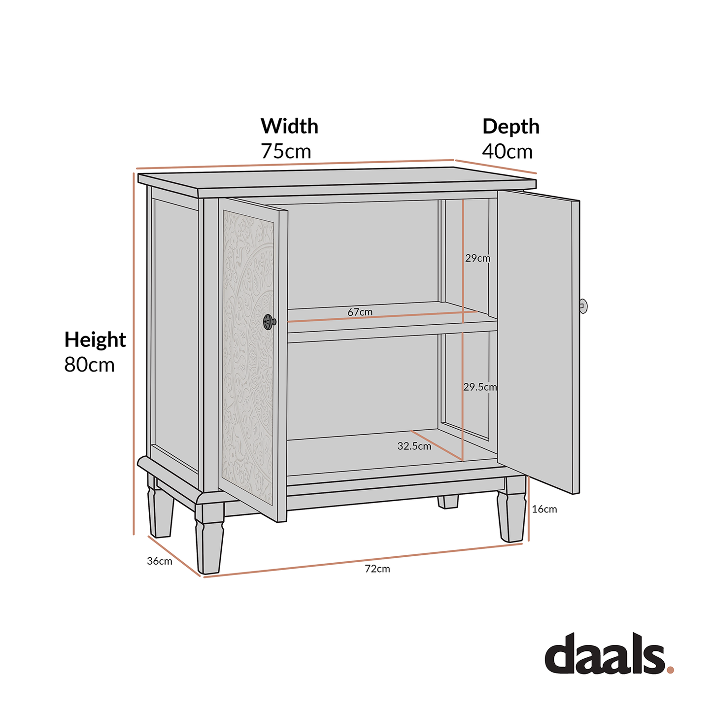 Petit buffet sculpté Chantilly gris moyen