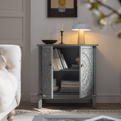 Petit buffet sculpté Chantilly gris moyen