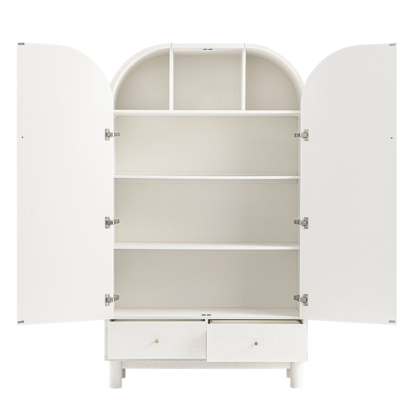 Grand meuble de rangement Maude, frêne blanc lavé avec raphia