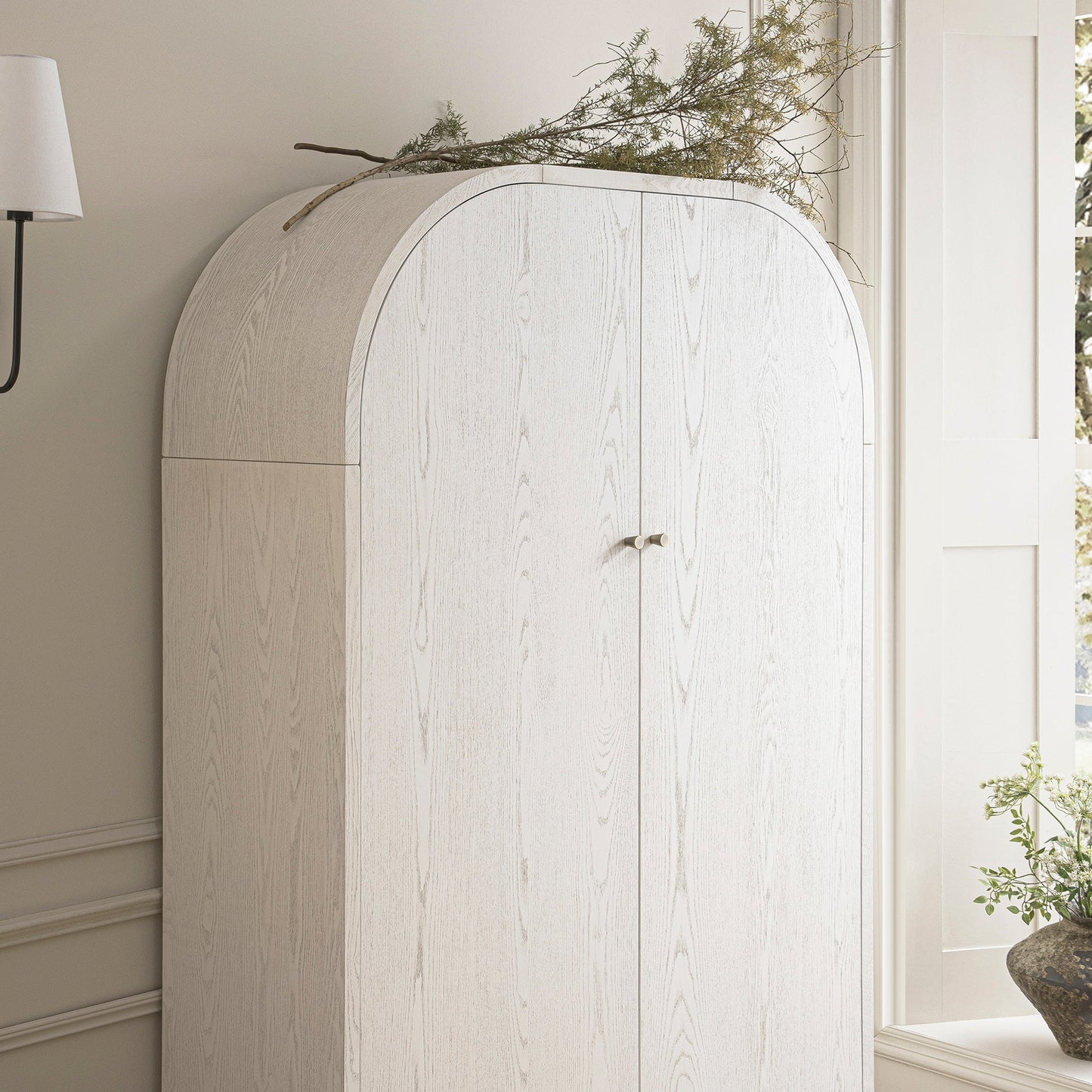 Grand meuble de rangement Maude, frêne blanc lavé