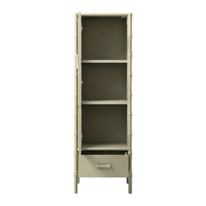 Armoire 1 porte Elstowe en imitation bambou et verre cannelé, vert sauge