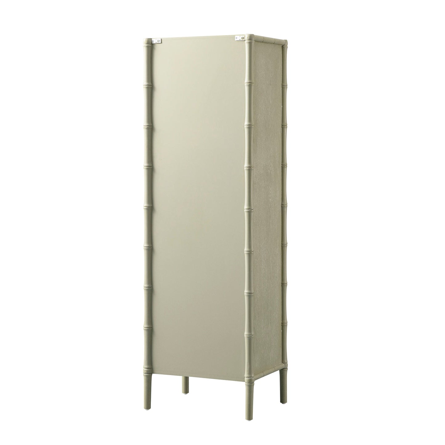 Armoire 1 porte Elstowe en imitation bambou et verre cannelé, vert sauge