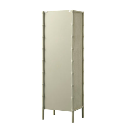 Armoire 1 porte Elstowe en imitation bambou et verre cannelé, vert sauge