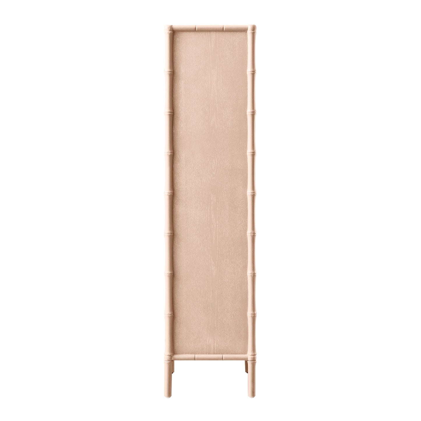 Armoire 1 porte Elstowe en imitation bambou et verre cannelé, rose nude