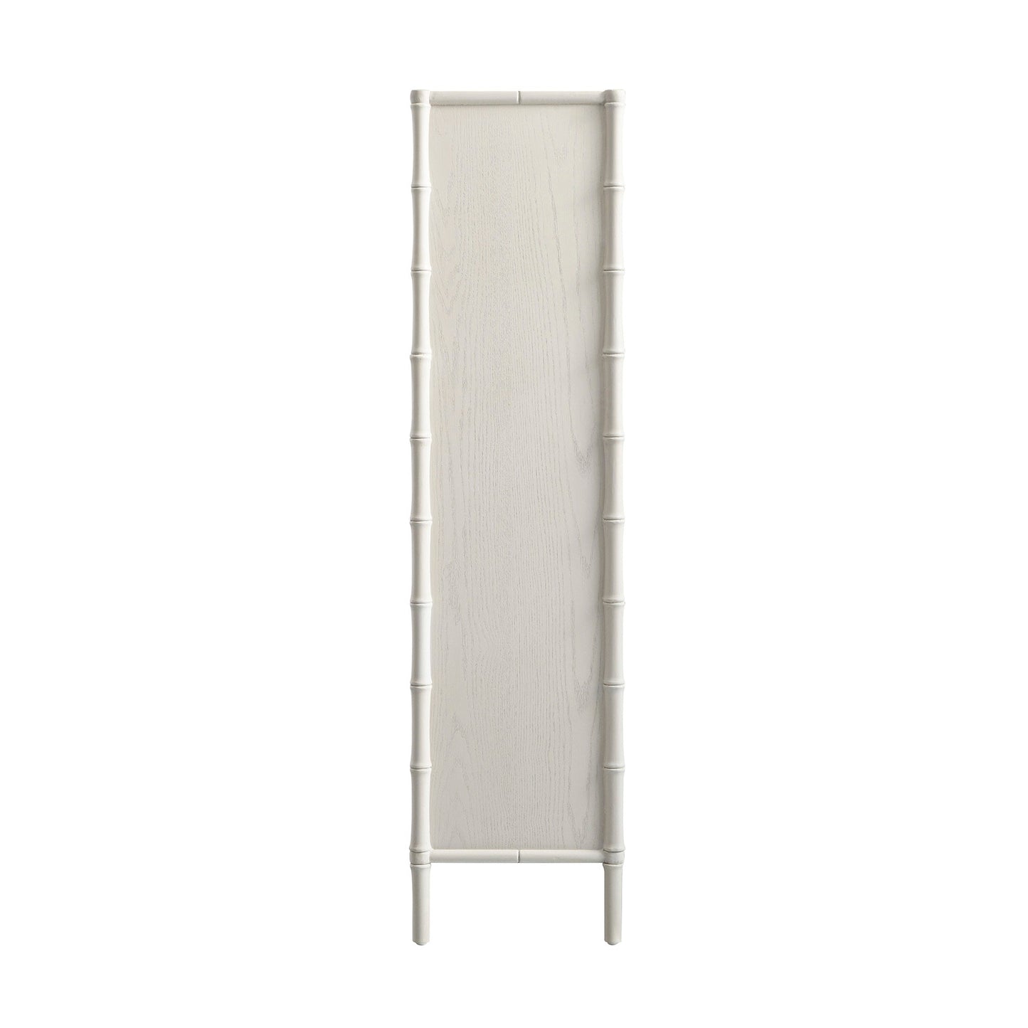 Armoire 2 portes Elstowe en imitation bambou et verre cannelé, blanc ombré