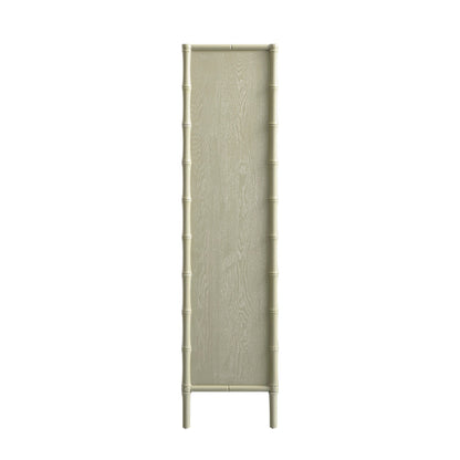 Armoire 2 portes Elstowe en imitation bambou et verre cannelé, vert sauge