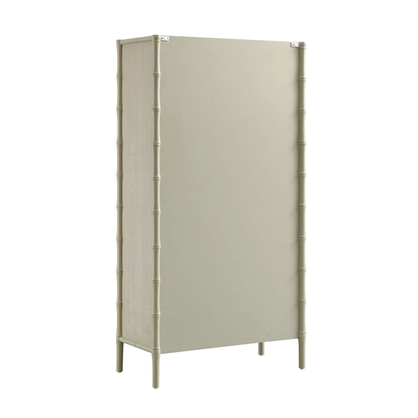 Armoire 2 portes Elstowe en imitation bambou et verre cannelé, vert sauge