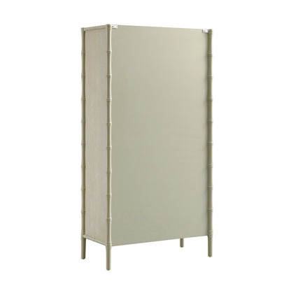 Armoire 2 portes Elstowe en imitation bambou et verre cannelé, vert sauge