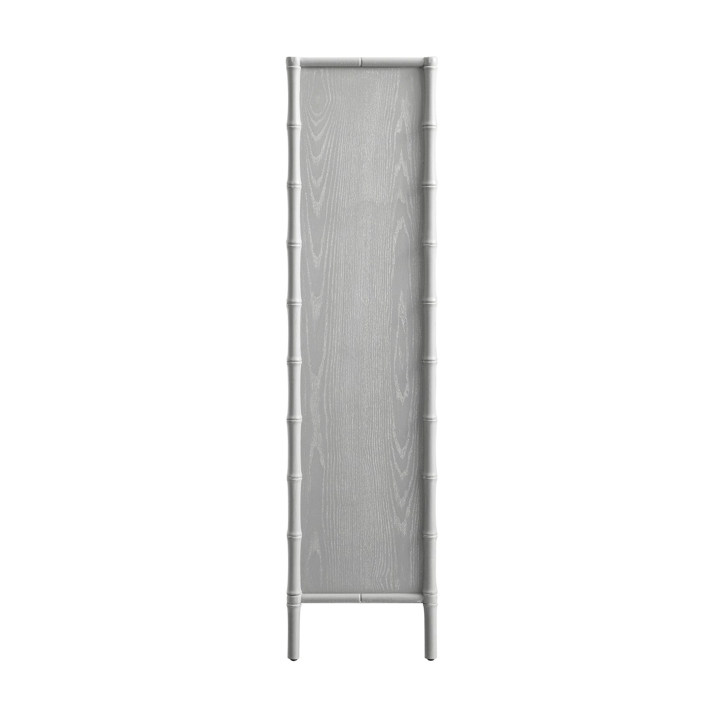 Armoire 2 portes Elstowe en imitation bambou et verre cannelé, gris chaud