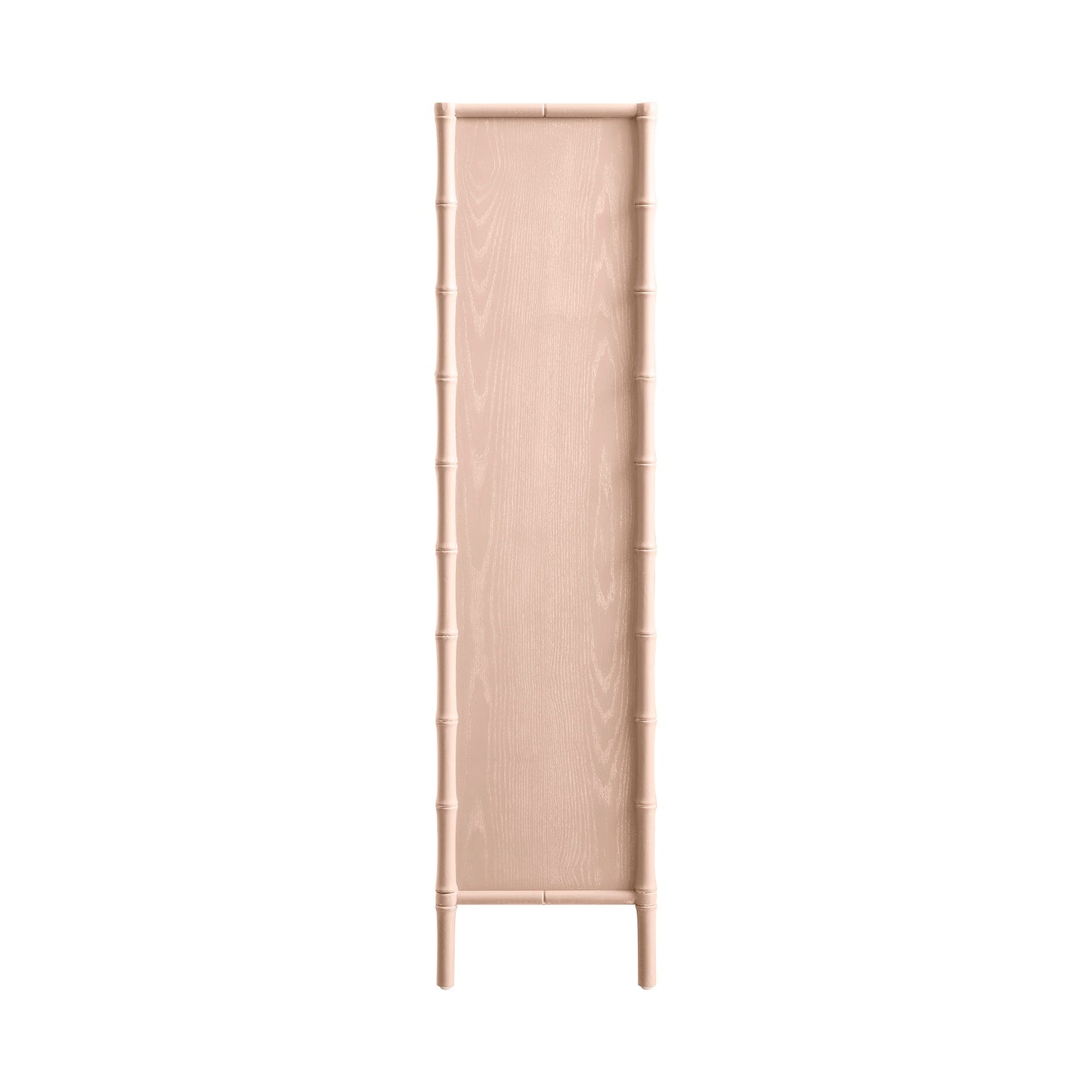 Armoire 2 portes Elstowe en imitation bambou et verre cannelé, rose nude