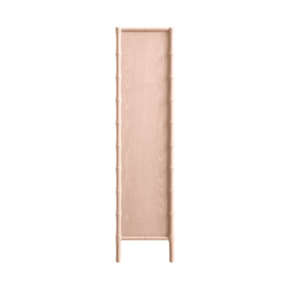 Armoire 2 portes Elstowe en imitation bambou et verre cannelé, rose nude