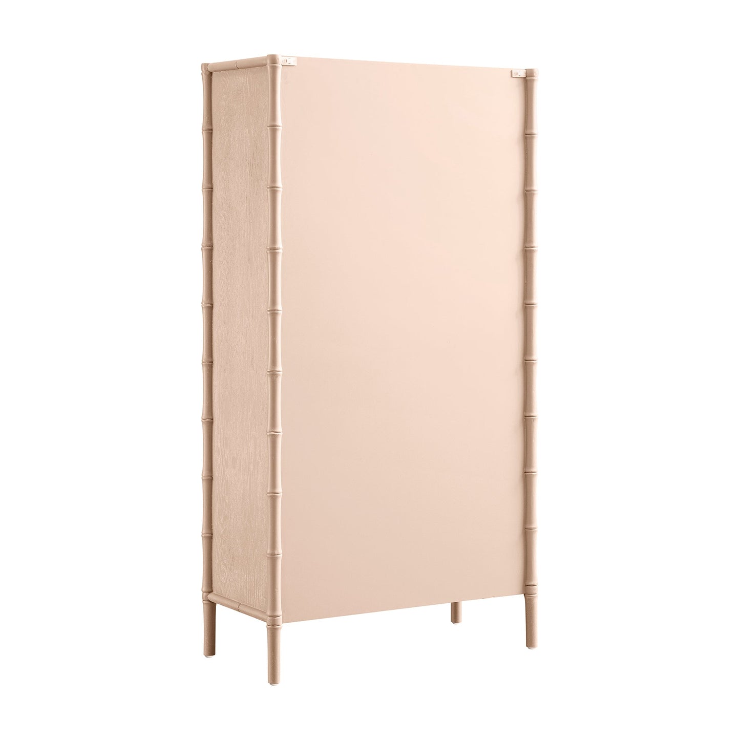 Armoire 2 portes Elstowe en imitation bambou et verre cannelé, rose nude