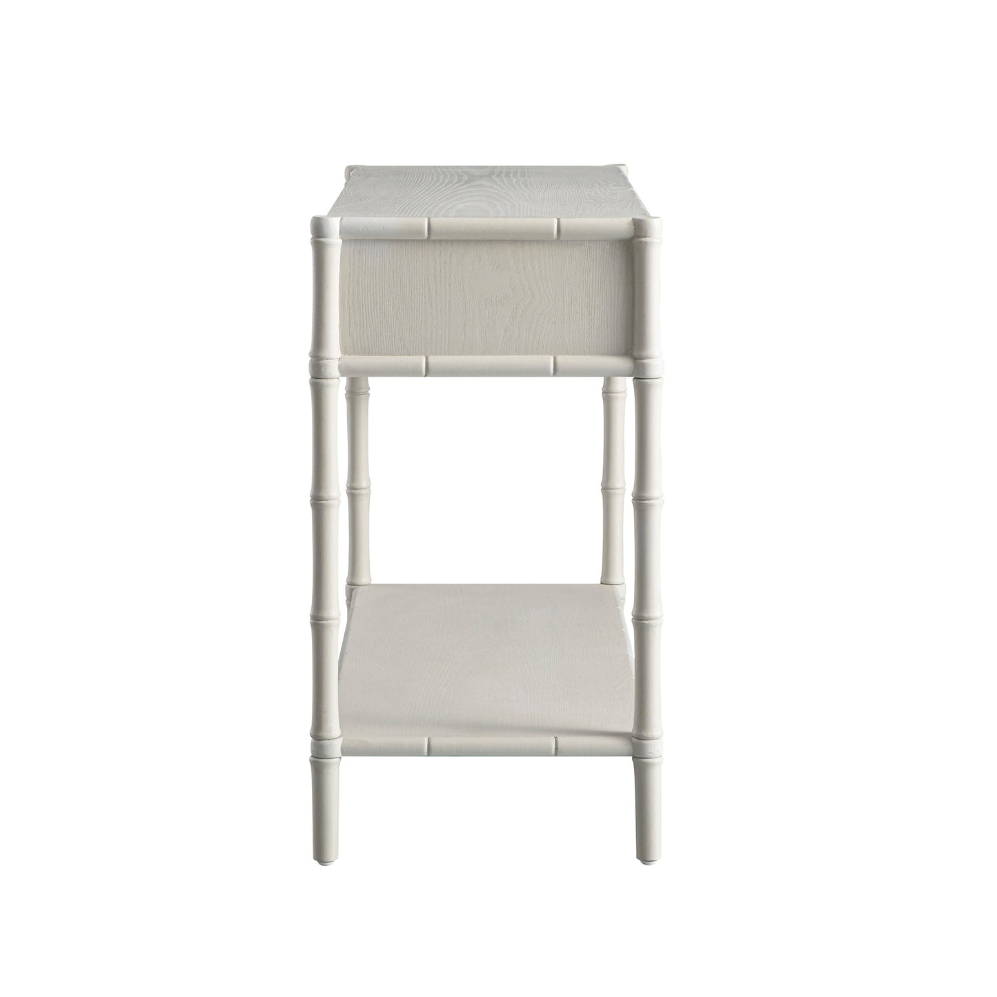 Console Elstowe imitation bambou à 2 tiroirs, blanc ombré