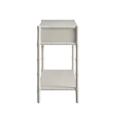 Console Elstowe imitation bambou à 2 tiroirs, blanc ombré