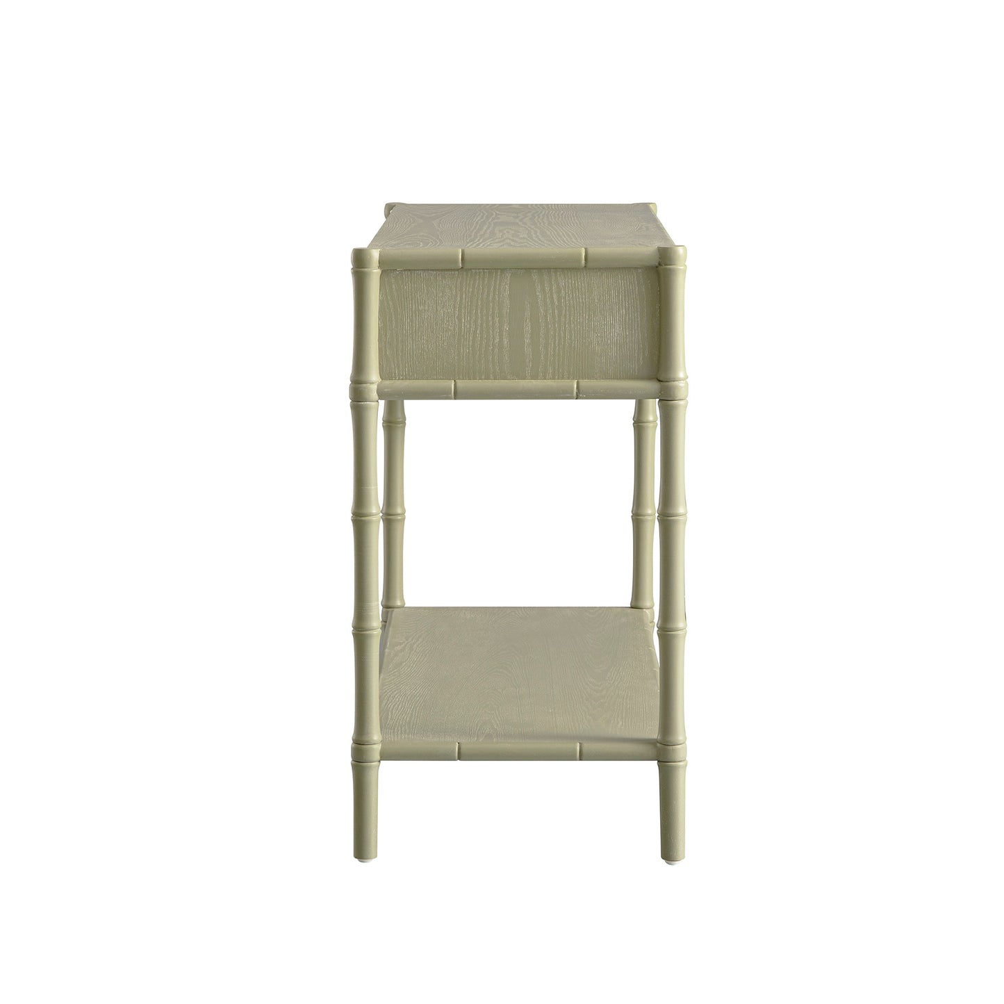 Console 2 tiroirs Elstowe en imitation bambou, vert sauge